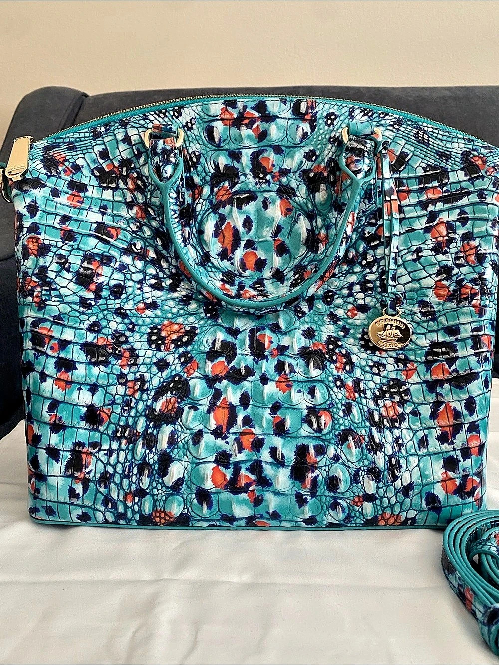 Brahmin Large Duxbury satchel with matching wallet in Frisky color way.